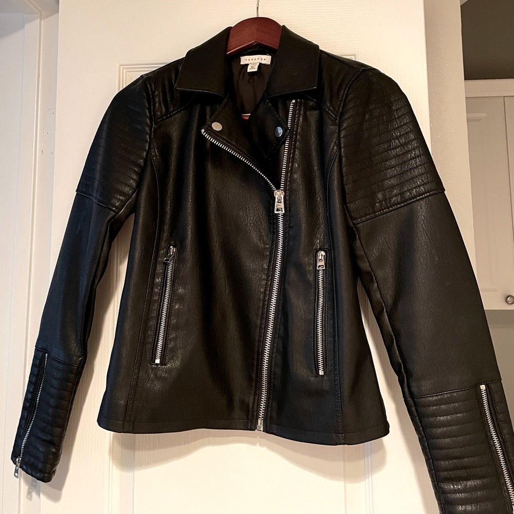 TOPSHOP Faux Leather Biker Jacket